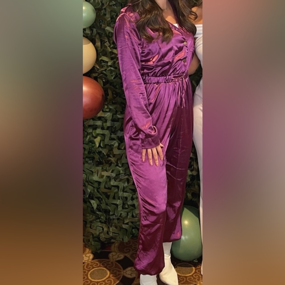 Satin Purple Jumpsuit for Women